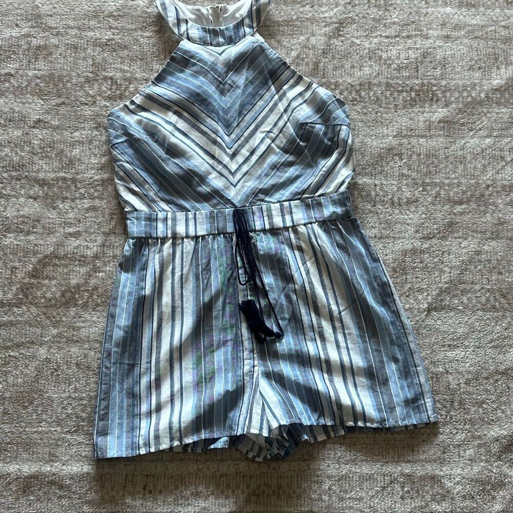 Crystal Sky Size Large Striped Romper sleeveless